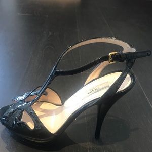 Prada platform heel patent leather